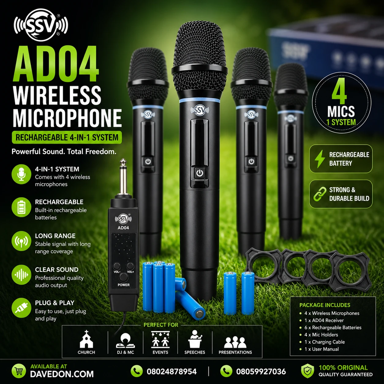 SSV AD04 Rechargeable 4 i...