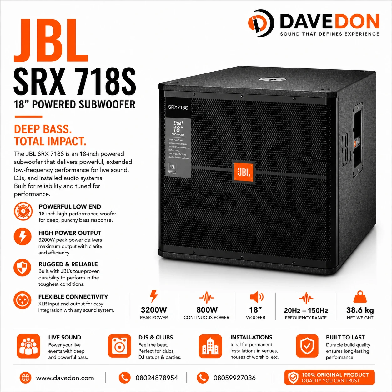 JBL SRX 718 single subwoofer
