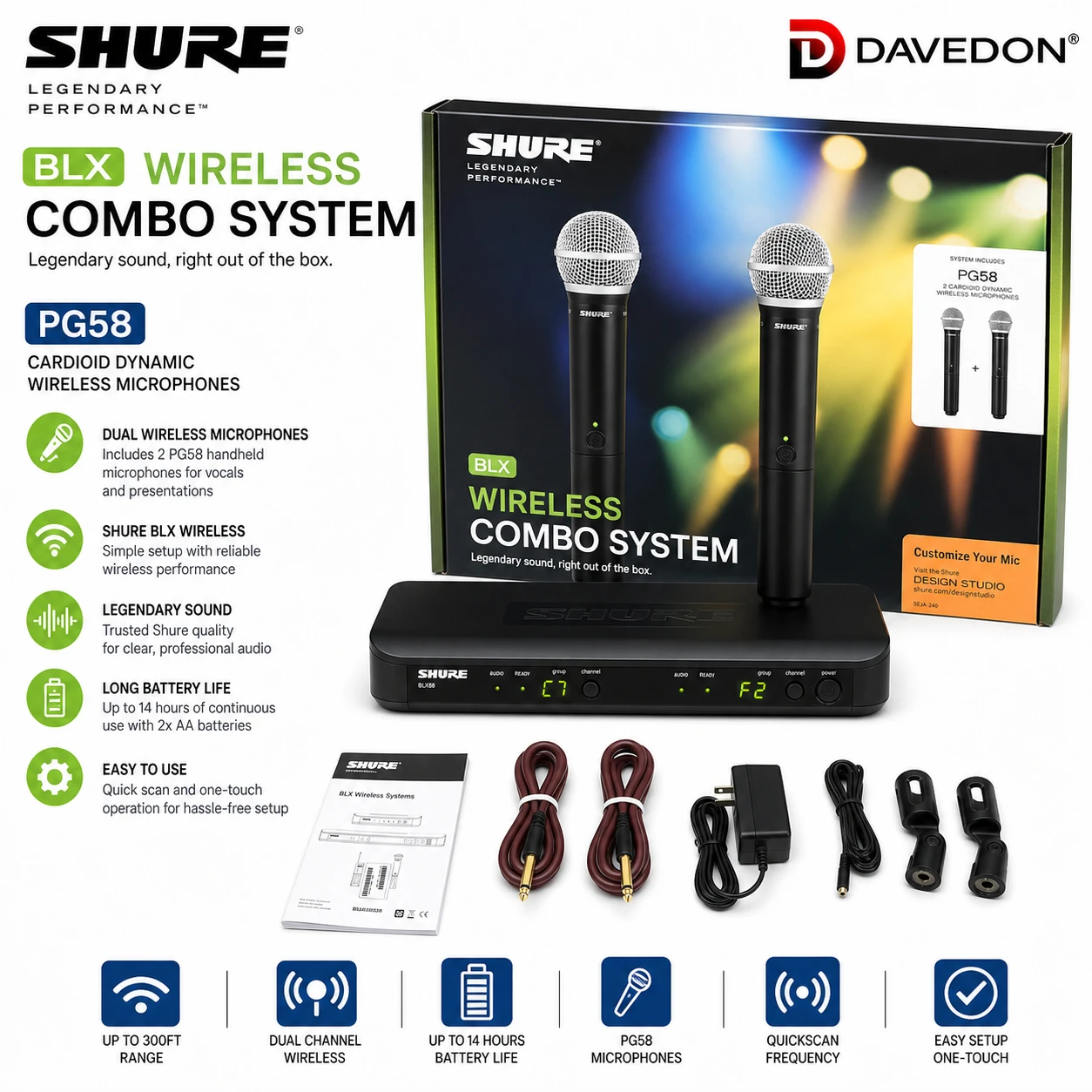 Shure BLX combo wireless microphone PG58